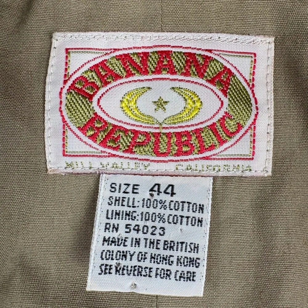 Vintage Banana Republic Safari Jacket Mens 44 Khaki Cotton Photojournalist 80s